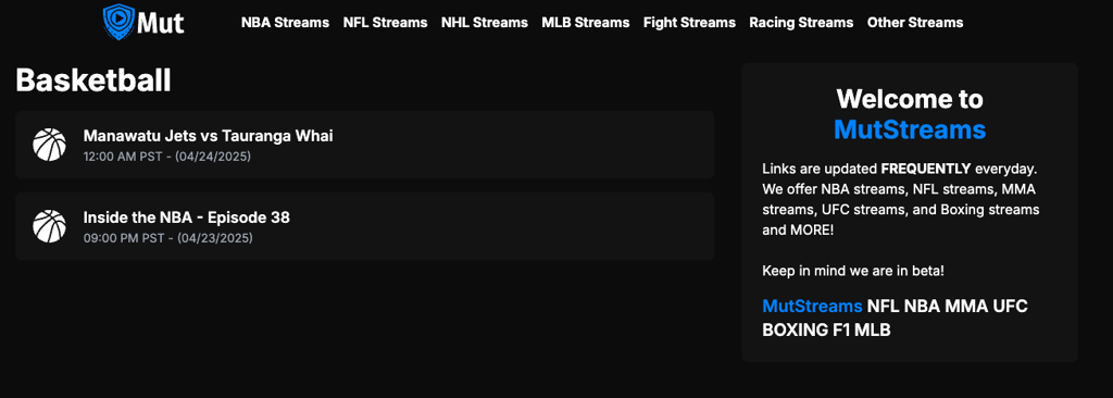 Mutstreams.com streaming banner