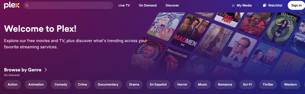 Plex home page