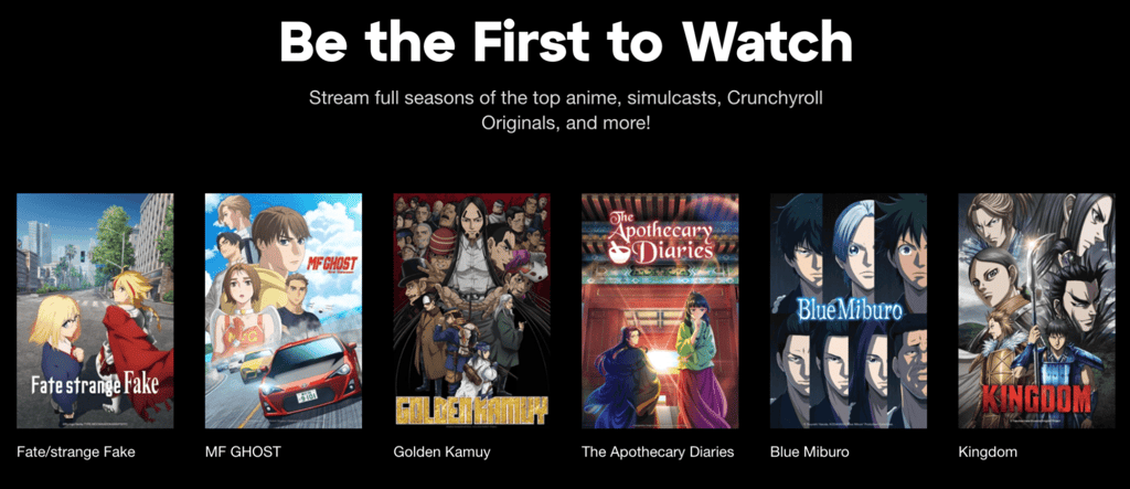 Crunchyroll home page
