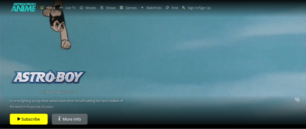 RetroCrush home page