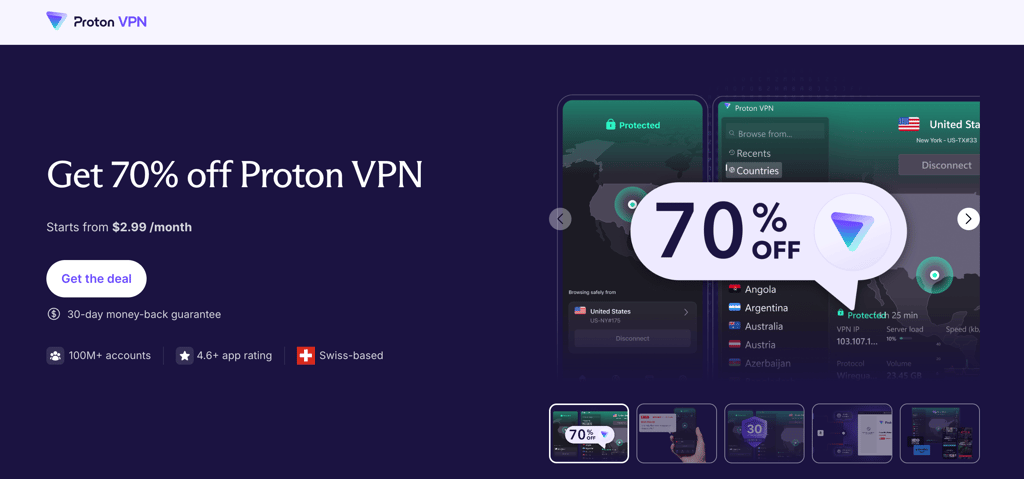 proton vpn sale page