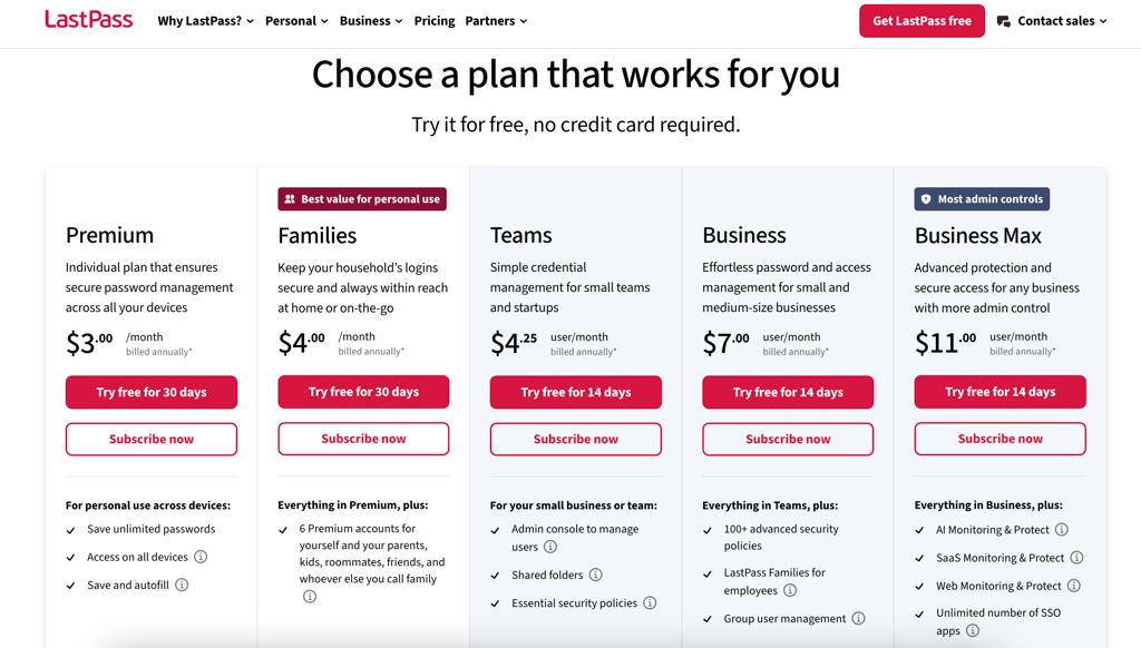 lastpass plans and pricing october 2026
