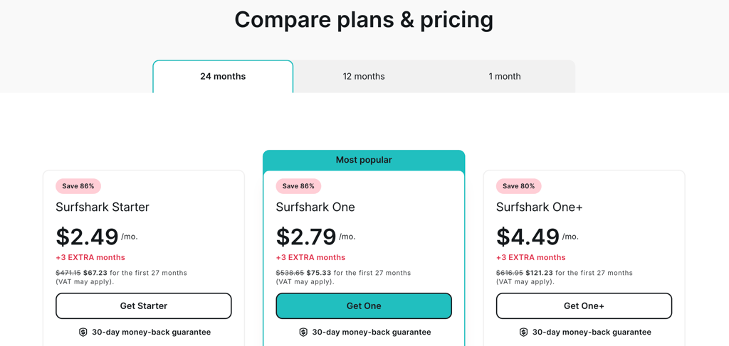 surfshark plans and pricing october 2026