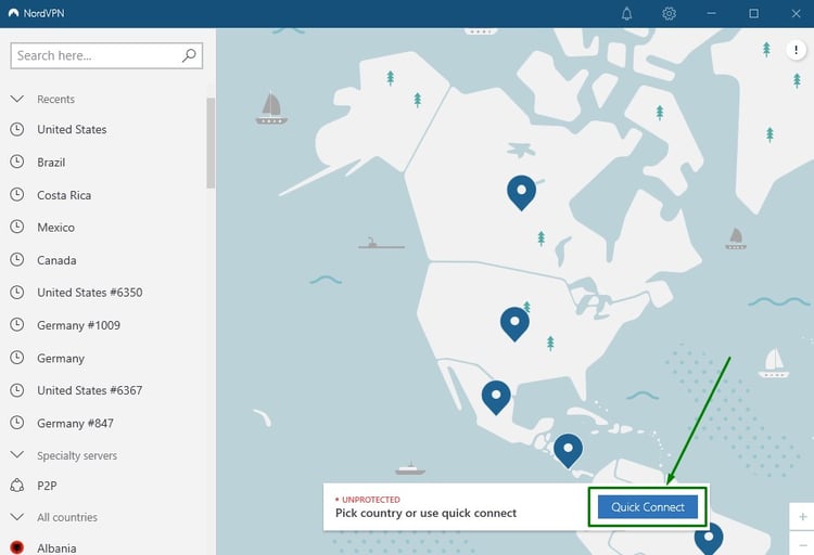 NordVPN: Click connect
