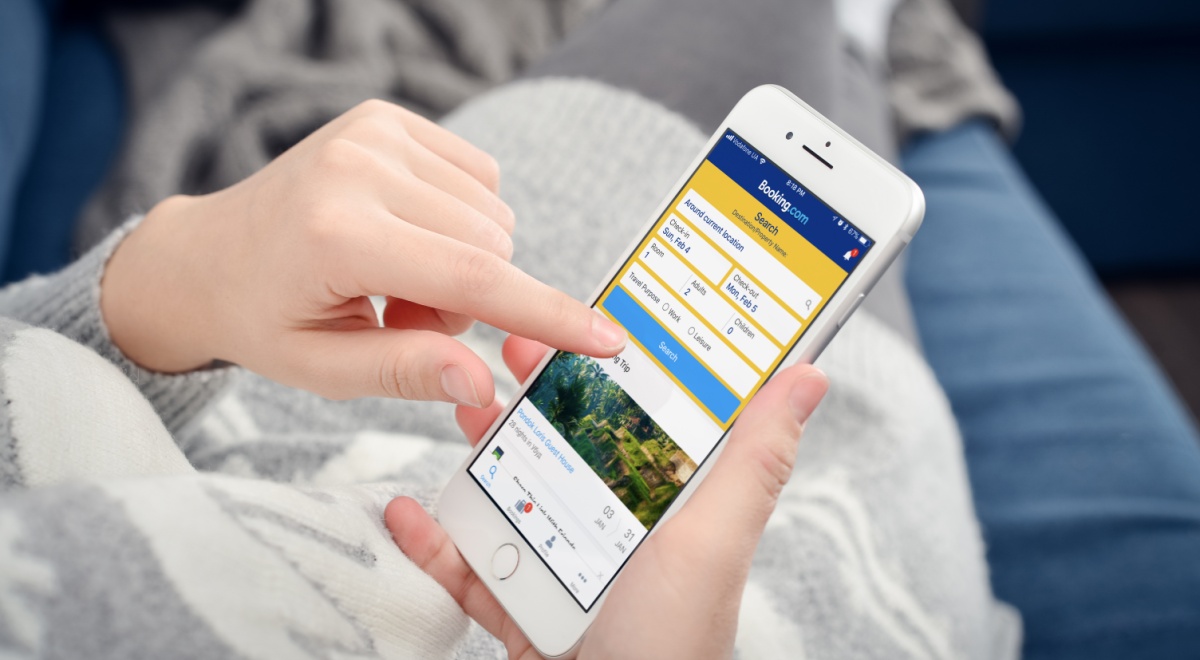 Person using Booking app