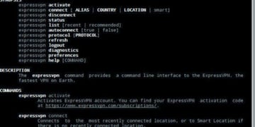 Screenshot of the console app of ExpressVPN
