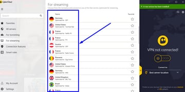 Choosing video services in CyberGhost VPN