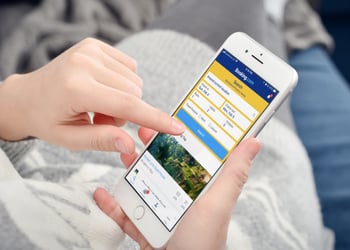 Person using Booking app